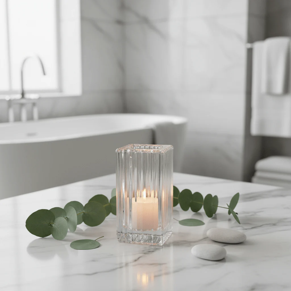 Elegant Transparent Glass Candle Holder for Modern Home Décor – 8cm - Image 3