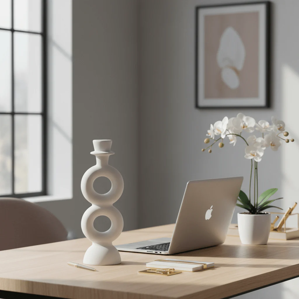 Elegant White Ceramic Candle Holder for Modern Home & Office Décor – 23cm - Image 4