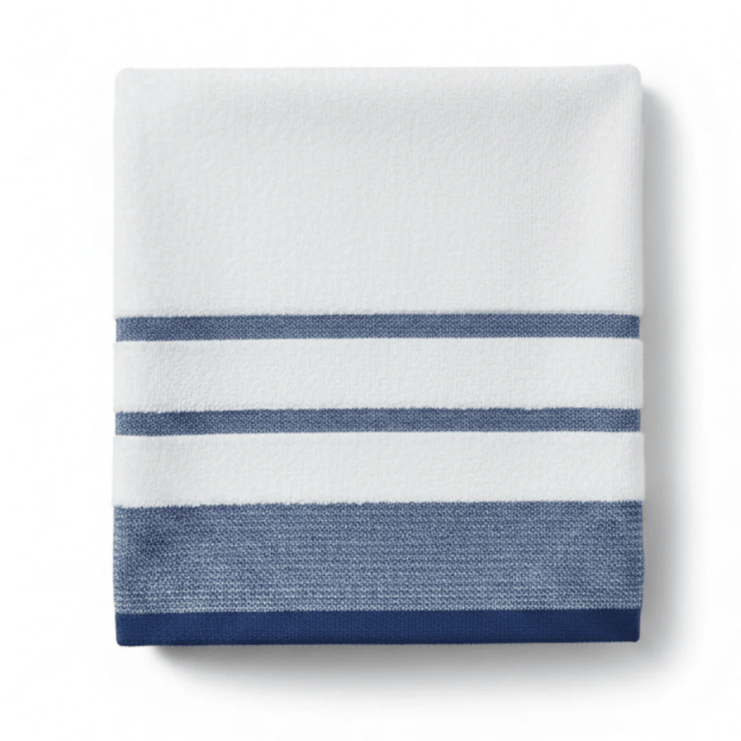 Elysian Hand Towel 50x90cm – White with Blue Stripes