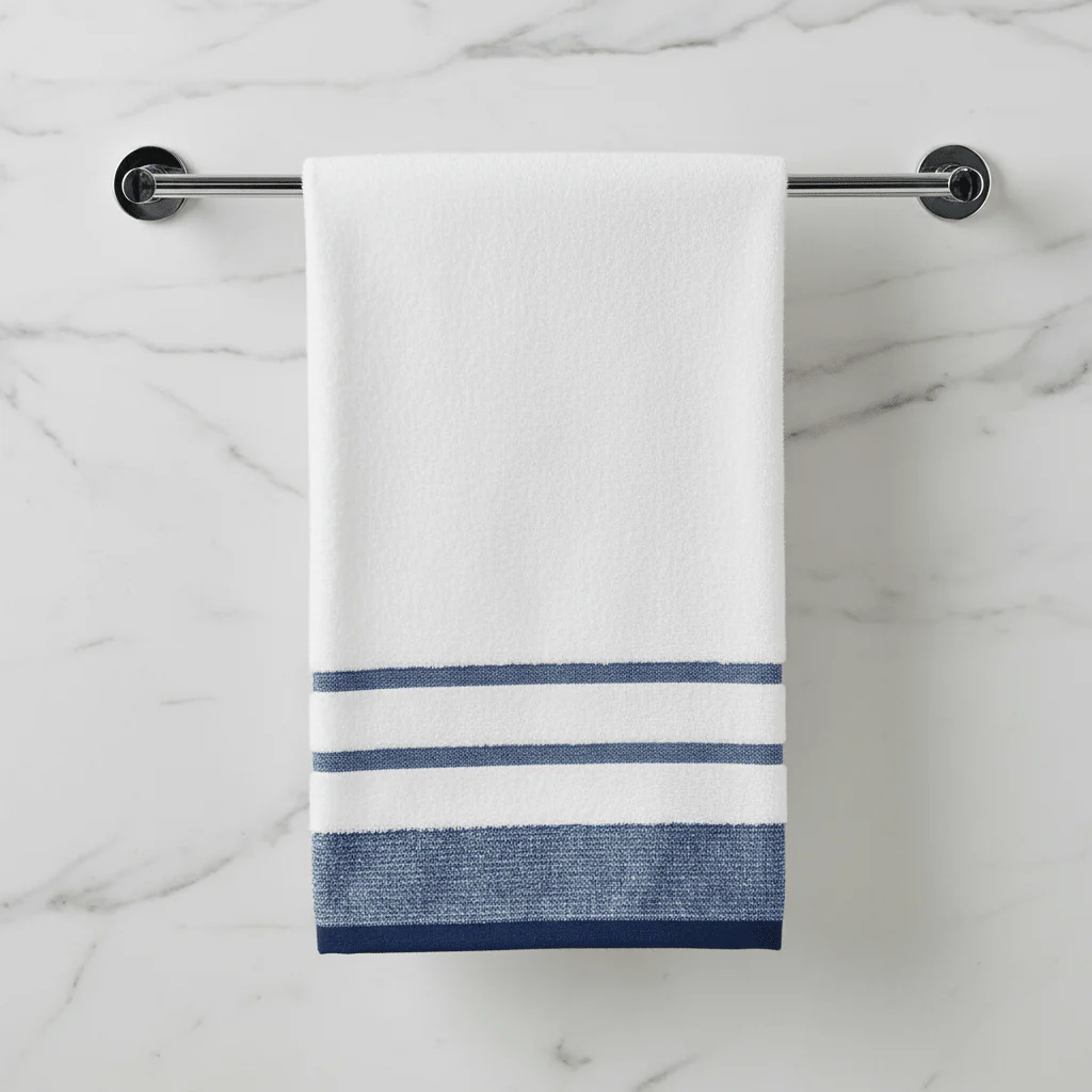Elysian Hand Towel 50x90cm – White with Blue Stripes - Image 3