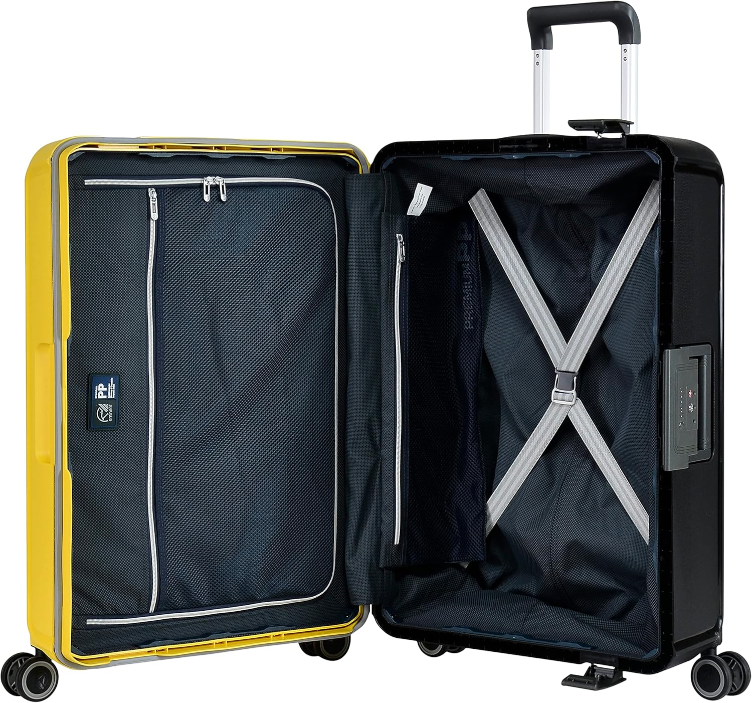Eminent 28-Inch Heavy-Duty Polypropylene Checked Suitcase – Dual-Tone Yellow & Black Elite Travel Edition - Image 5