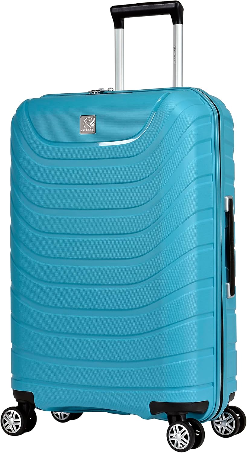 Eminent B0011 Hard-Shell Polypropylene Luggage – Lightweight Quiet-Wheel Suitcase with TSA Lock, Light Blue, 24-Inch