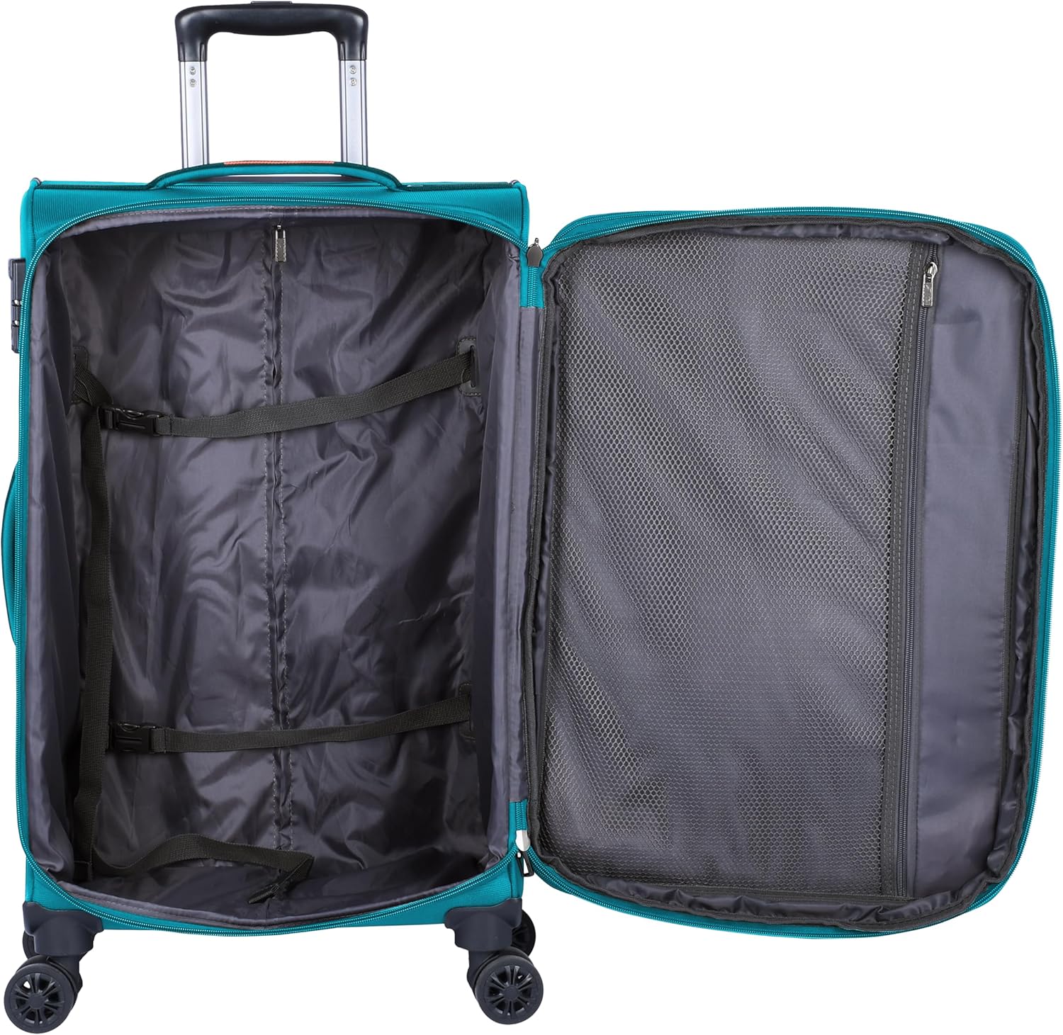 Eminent E788SZ Lightweight Soft Luggage – Expandable Polyester Suitcase with 4 Double Spinner Wheels & TSA Lock, Green, 24-Inch - Image 4