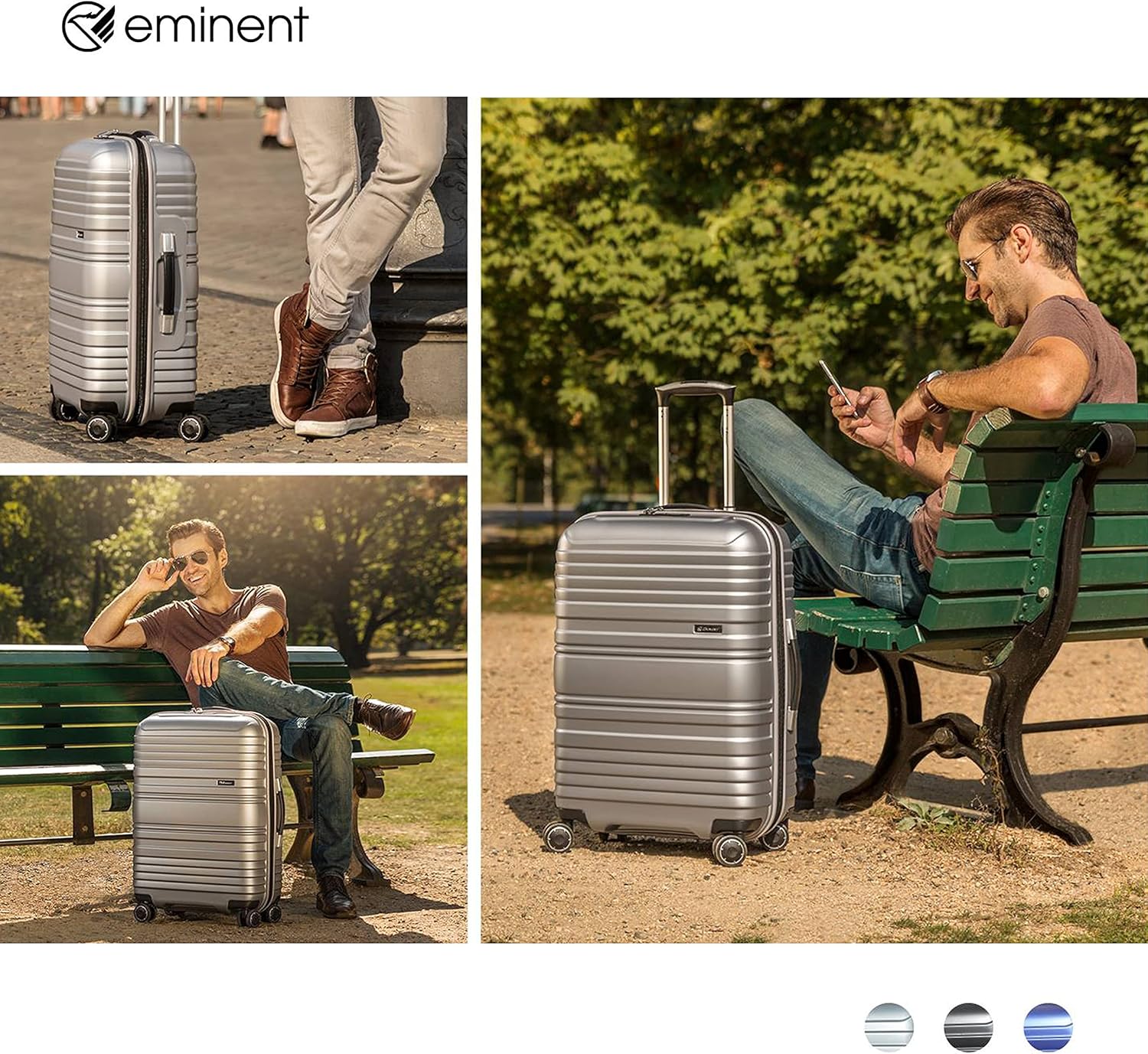 Eminent KH16 TPO Hard Case Travel Suitcase – Ultra-Light 24-Inch Checked Luggage with Quiet 360° Wheels, Light Silver - Image 2