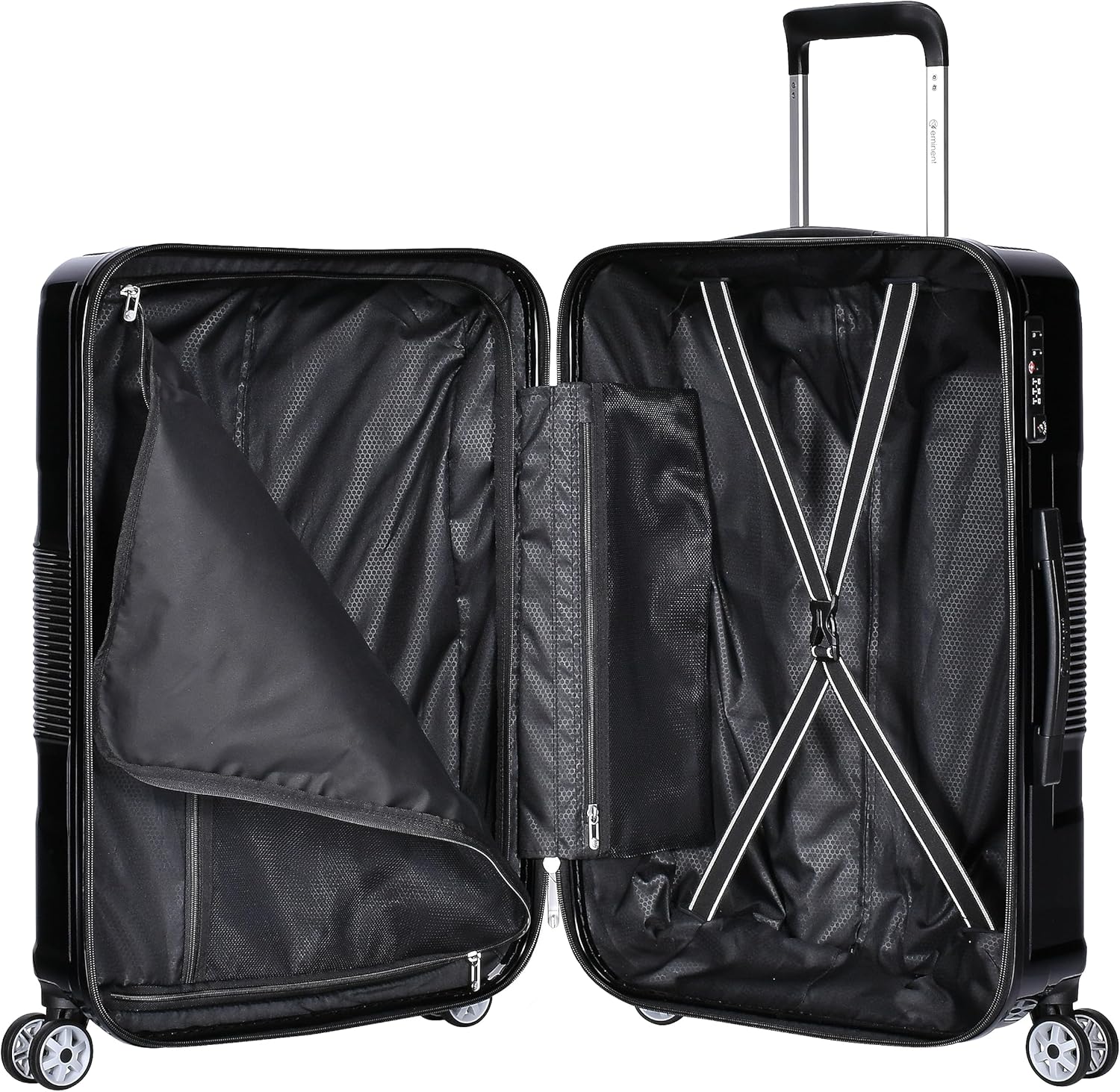 Eminent KJ84 Makrolon PC Checked Luggage – 360° Quiet Double Spinner Wheels & TSA Lock, Black, 24-Inch - Image 3