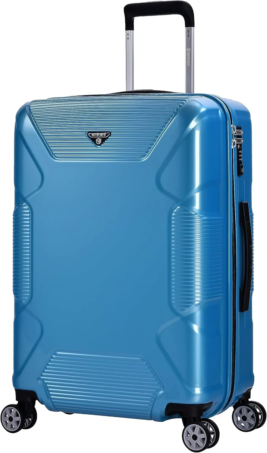 Eminent KJ84 Makrolon PC Checked Luggage – 360° Quiet Double Spinner Wheels & TSA Lock, Bright Blue, 24-Inch