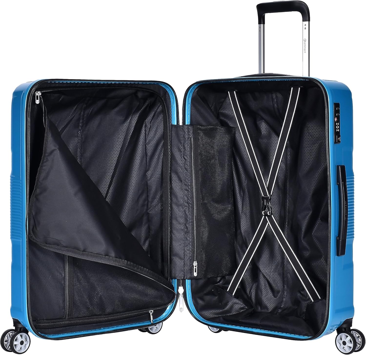 Eminent KJ84 Makrolon PC Checked Luggage – 360° Quiet Double Spinner Wheels & TSA Lock, Bright Blue, 24-Inch - Image 3