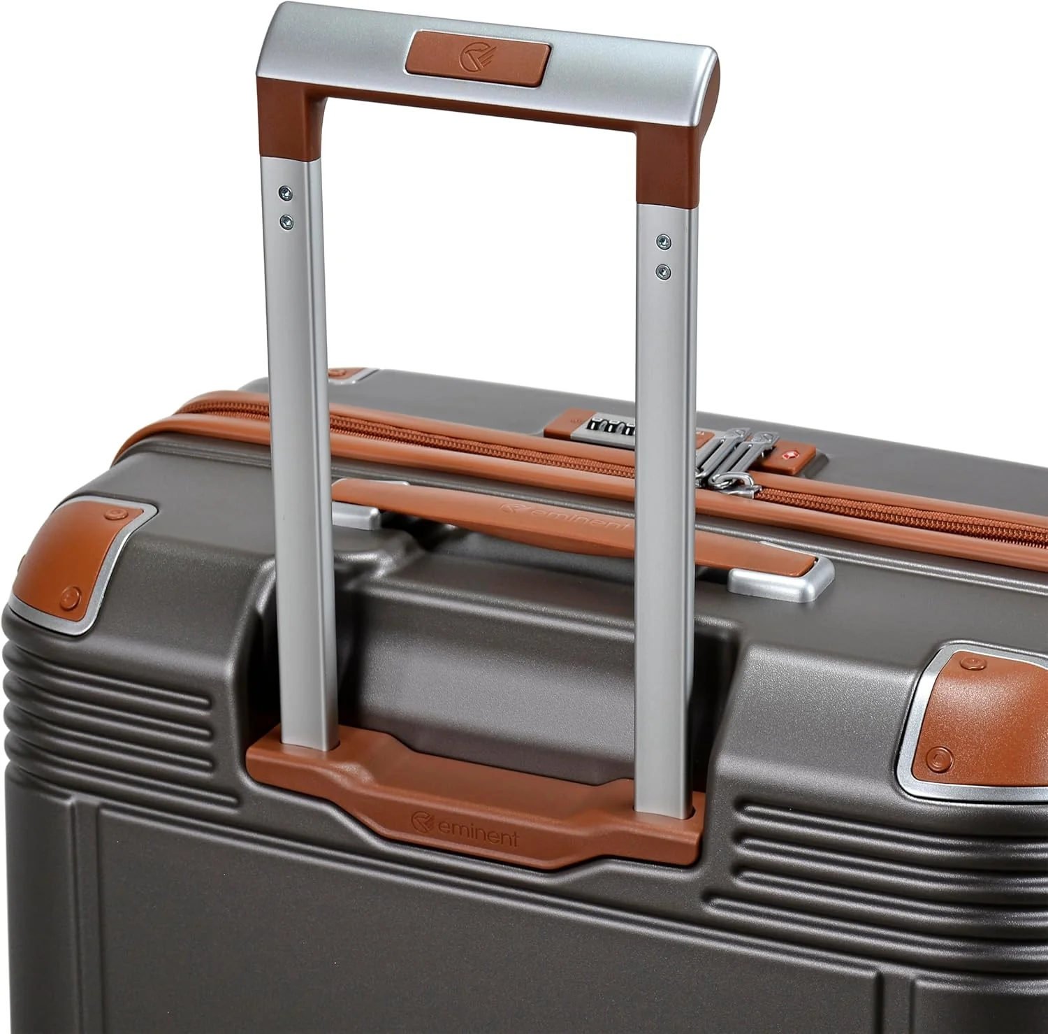Eminent KK10 Makrolon Fashion Checked Suitcase – Smooth Double Spinner Wheels & TSA Lock, Gold Grey, 24-Inch - Image 3