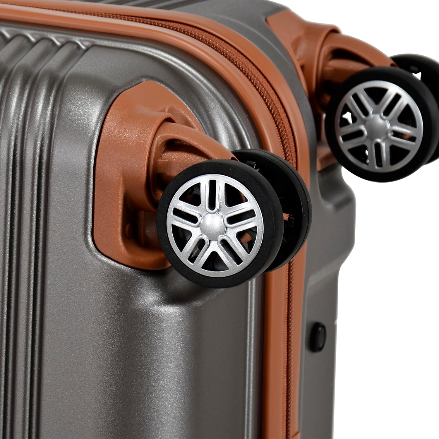 Eminent KK10 Makrolon Fashion Checked Suitcase – Smooth Double Spinner Wheels & TSA Lock, Gold Grey, 24-Inch - Image 4