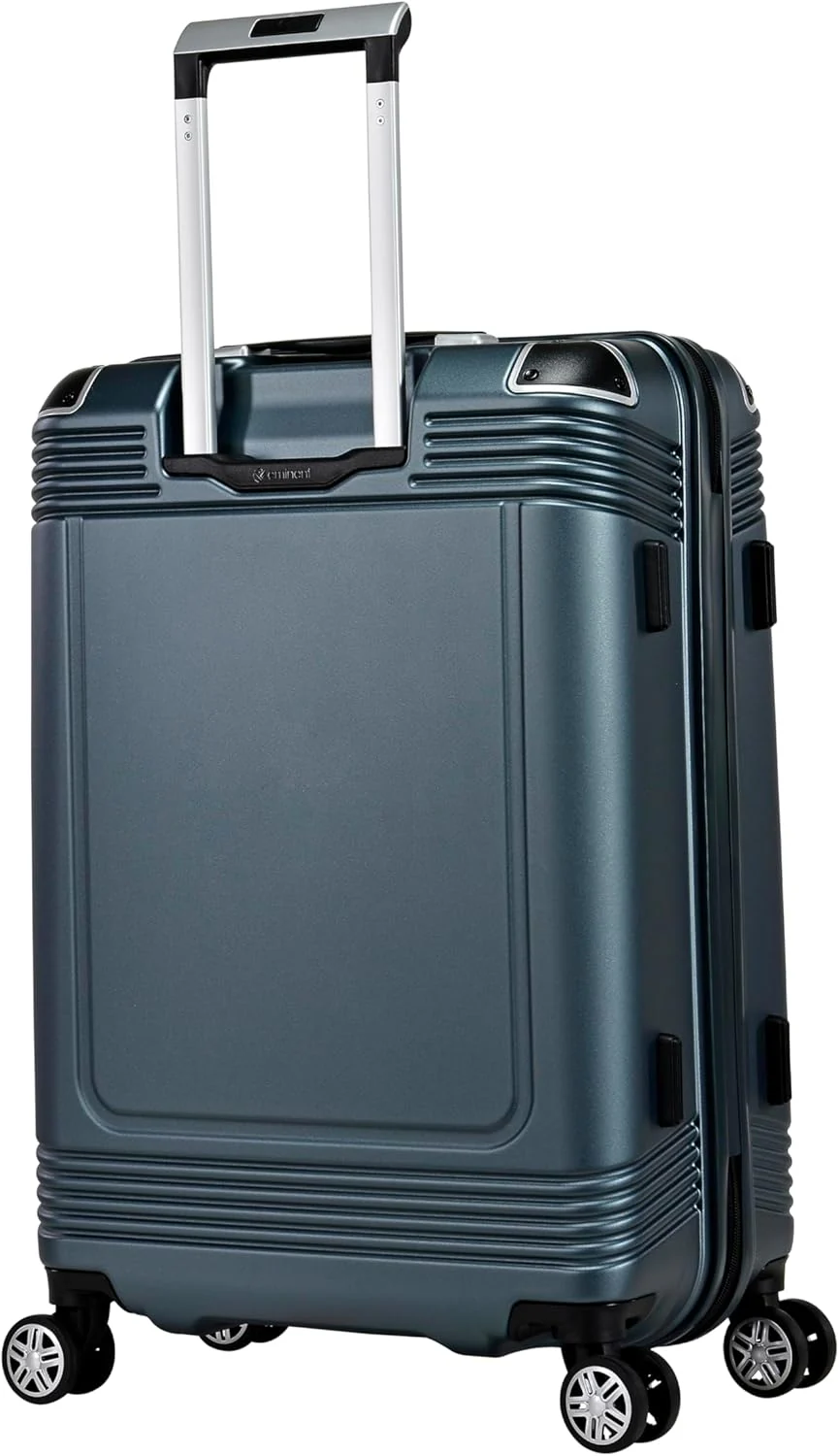 Eminent KK10 Makrolon Fashion Checked Suitcase – Smooth Double Spinner Wheels & TSA Lock, Graphite, 24-Inch - Image 2