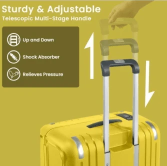Eminent Vertica B0006 28-Inch Polypropylene Hard Case Lightweight Luggage with Double Spinner Wheels & TSA Lock – Yellow - Image 5