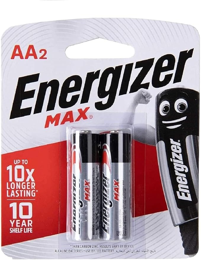 ENERGIZER MAX Alkaline AA Batteries 1.5V, Pack Of 2