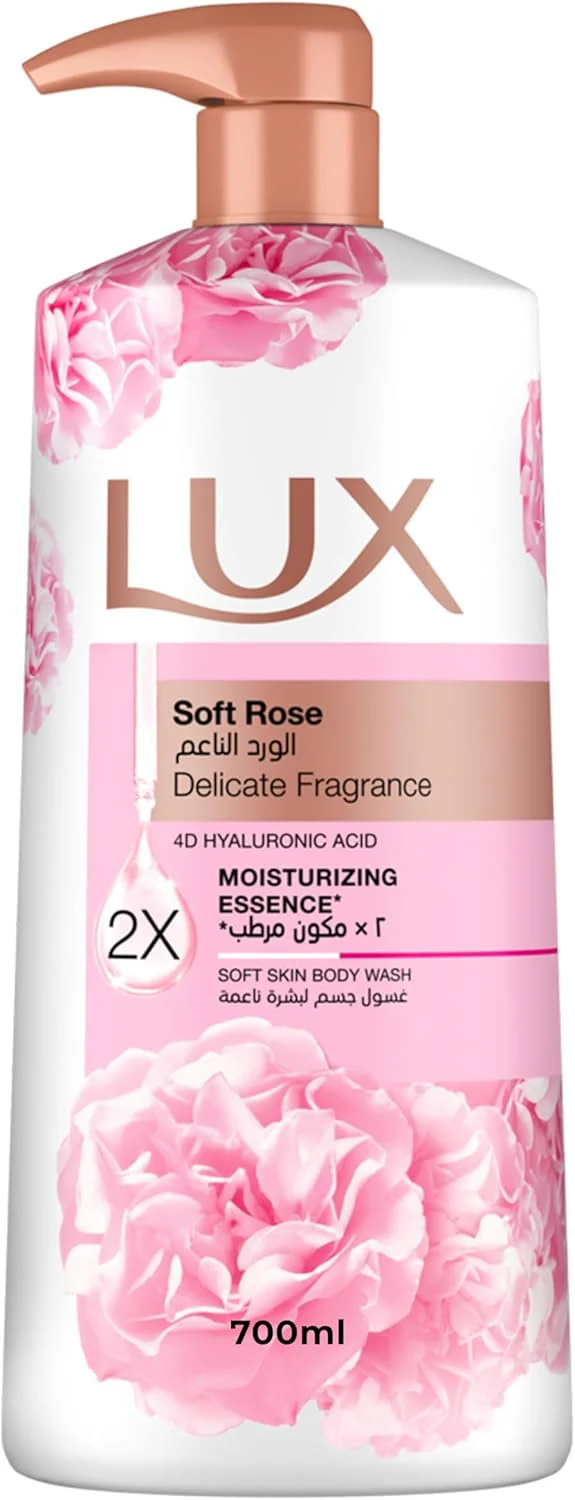 LUX Delicate Fragrance Body Wash, Soft Rose, 2x Moisturizing Essence, with 4D Hyaluronic Acid, 700ml - Image 2