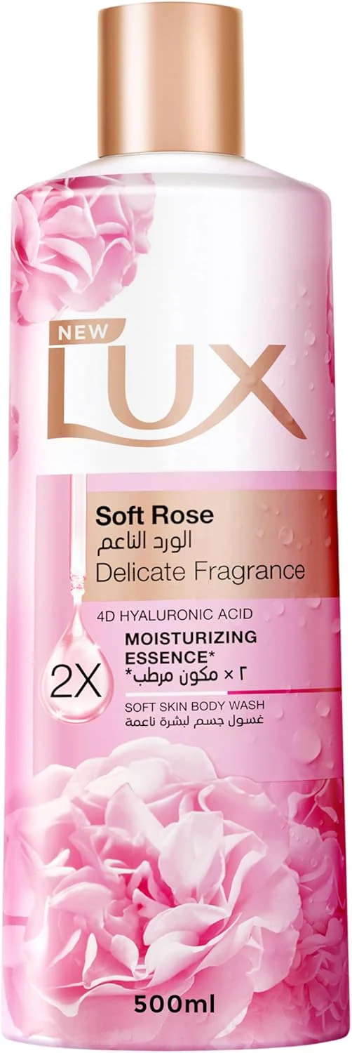 LUX Delicate Fragrance Body Wash, Soft Rose, 2x Moisturizing Essence, with 4D Hyaluronic Acid, 500ml - Image 2