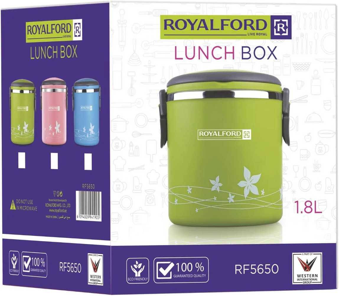 Royalford Lunch Box, Green Color, 1800Ml - Image 4