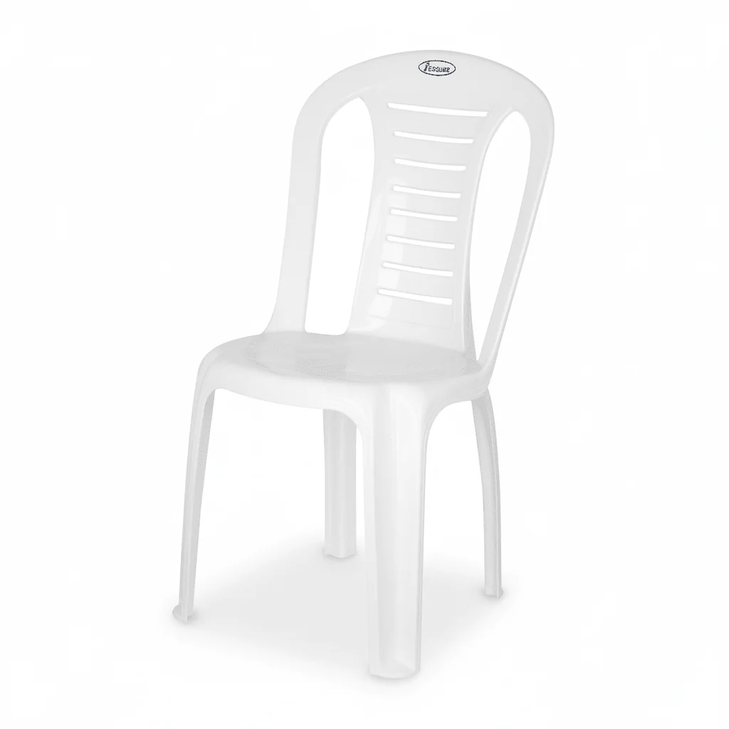 Escube Plastic Sturdy Armless Jasmine Chair White 57cm*38cm*87cm