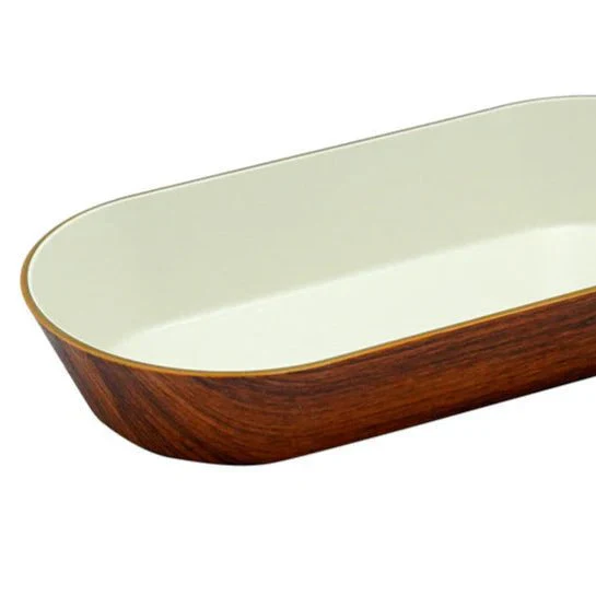 Evelin Cosmo Oval Plate Wooden Texture Large 24cm-10344M - Image 2