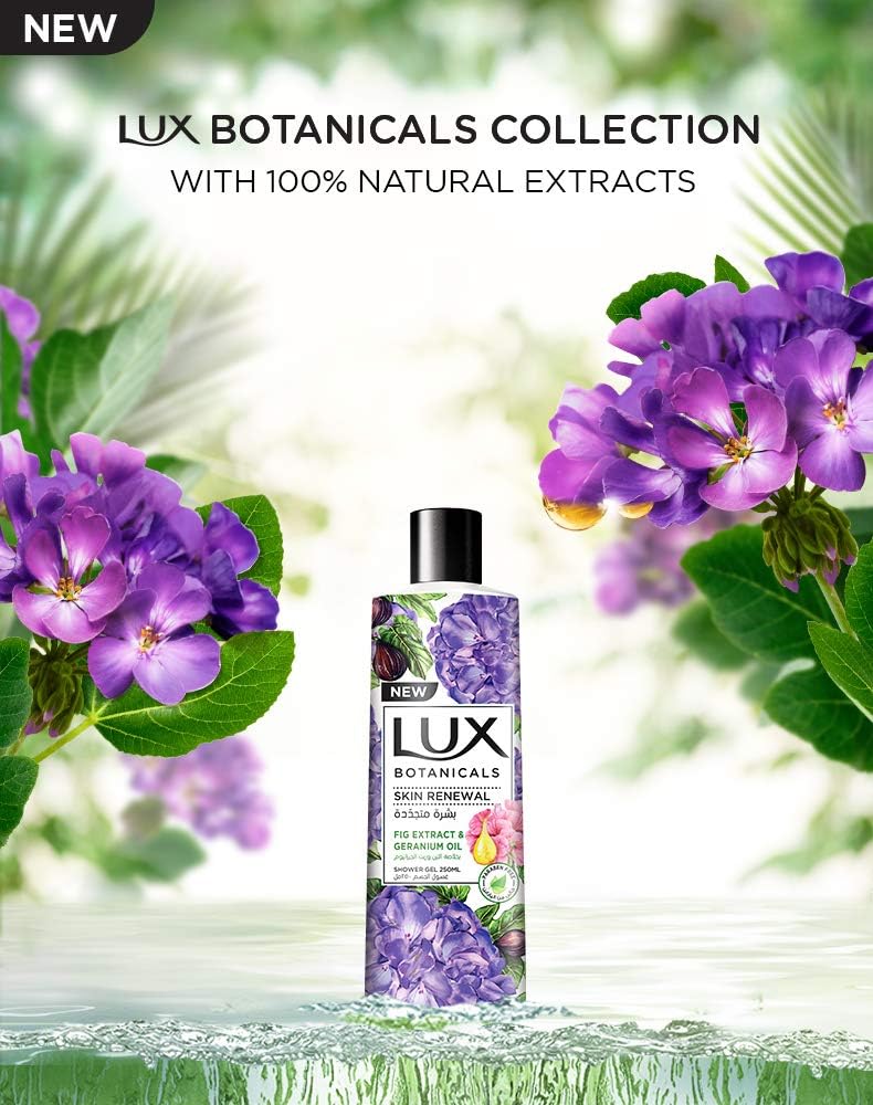 LUX Botanicals Perfumed Body Wash For Skin Renewal With Fig Extract And Geranium Oil, 500Ml - Image 3