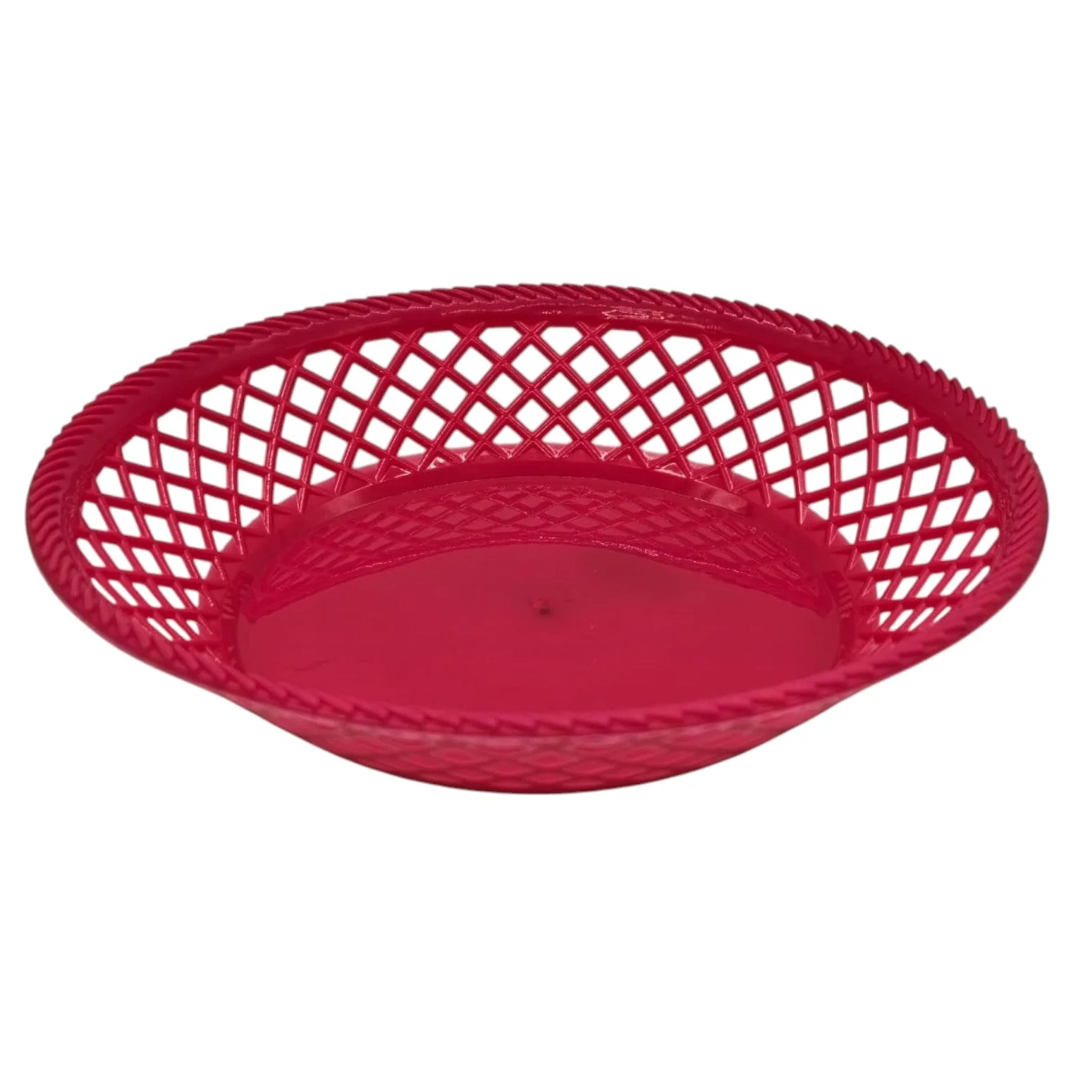 Exclusive Plastic Fruit Round Tray Kitchen Counter Polypropylene Fruit Holder Modern-28cmX5-MediumVioletRed