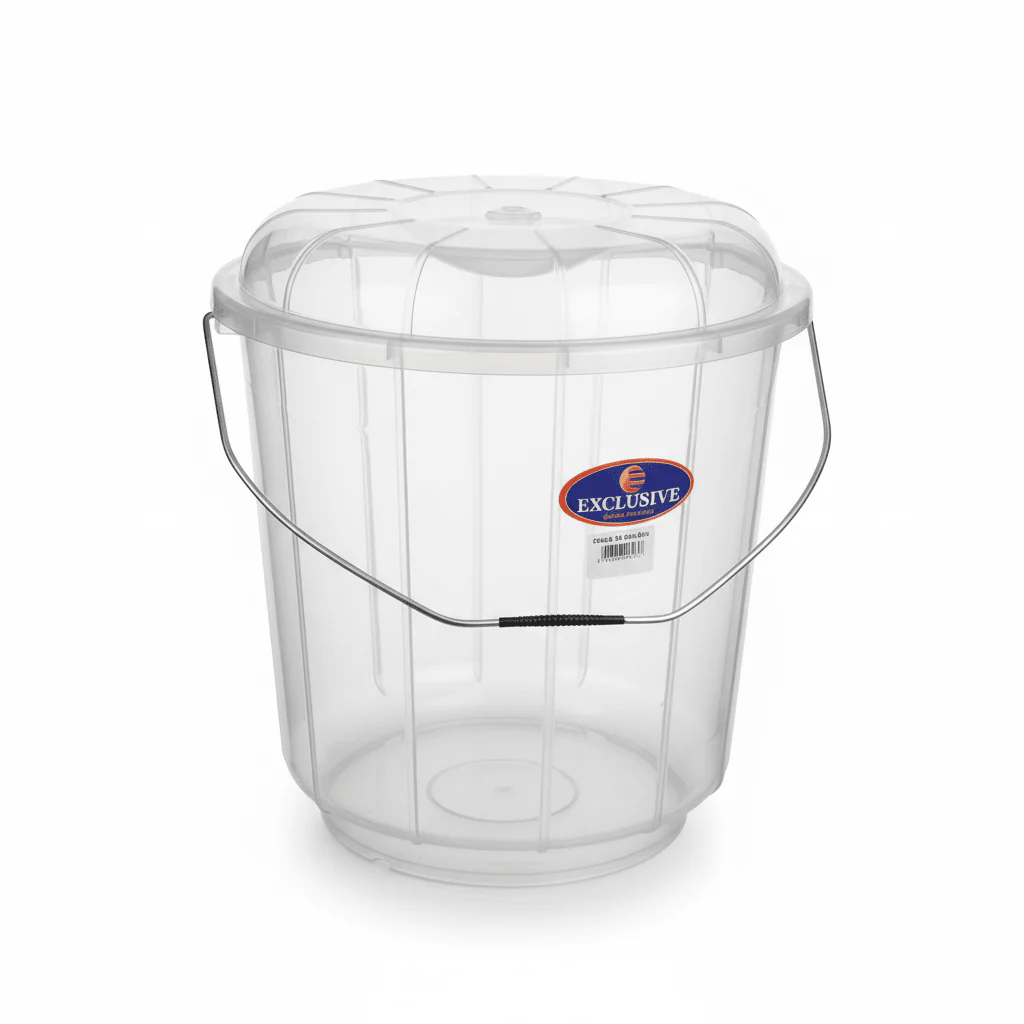 Exclusive TSP Bucket 20Liter with Lid, Plastic, Clear & Transparent
