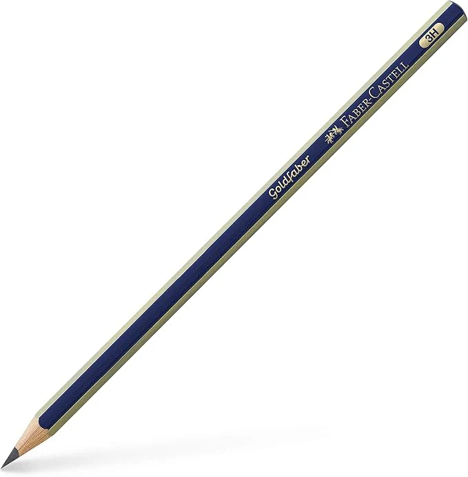 Faber-Castell 112513 Gold 1221 3H Pencils, Pack Of 12, Blue-Gold