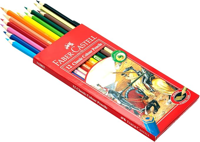 Faber-Castell Classic Colour Pencils 12 Colour In A Cardboard Box, Multicolor