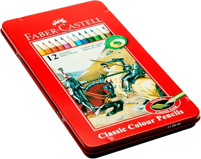 Faber-Castell Classic Colour Pencils 12 In A Flat Metal Tin, Multicolor - Image 4