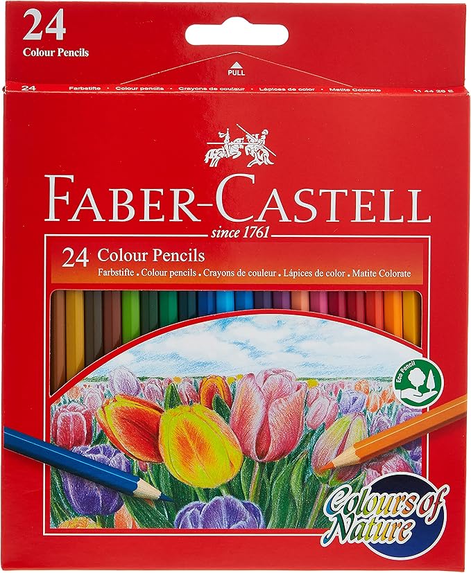 Faber-Castell Colours Of Nature Colour Pencils 24 Colour In A Cardboard Box,Assorted Designs, 114426