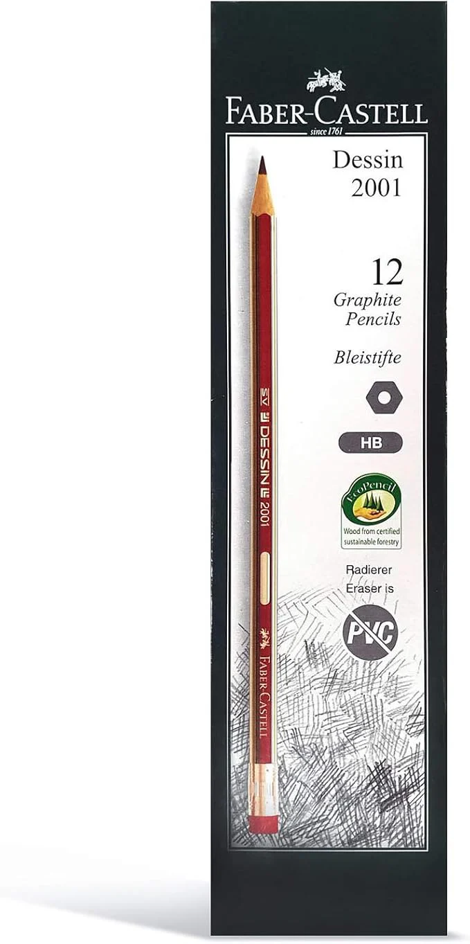 Faber-Castell Dessin Hb Pencil With Eraser Tip (Pack Of 12)
