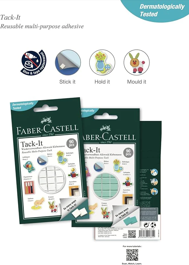 Faber-Castell Reusable Multi Purpose Adhesive Tack It 50Gm White, F589150 - Image 2