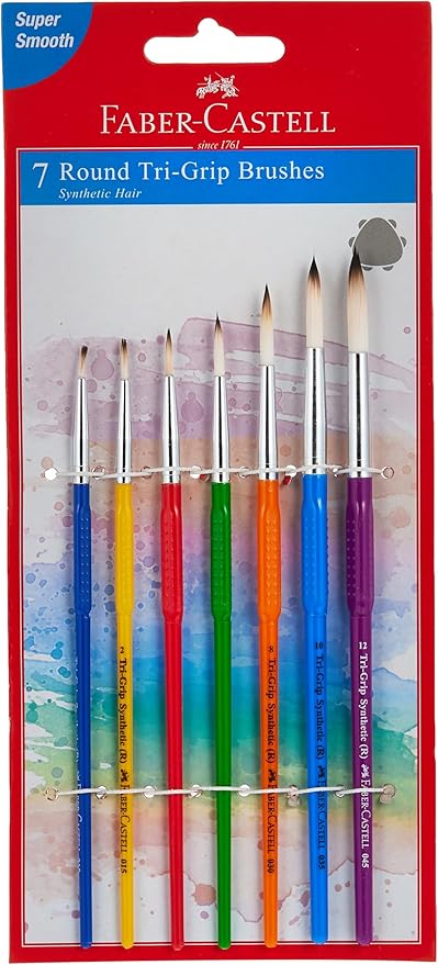 Faber-Castell Synthetic Hair Paint Brushes Round 7Pc (0,2,4,6,8,10,12)