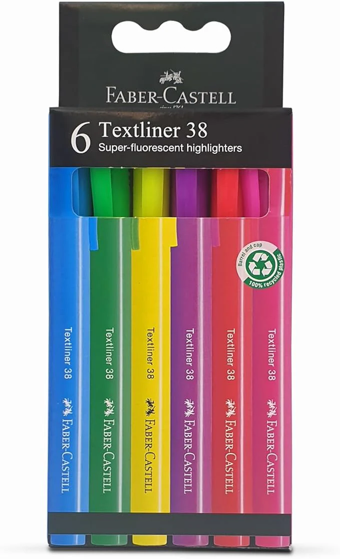 Faber-Castell Textliner 38 Highlighter 6-Pieces, Multicolor