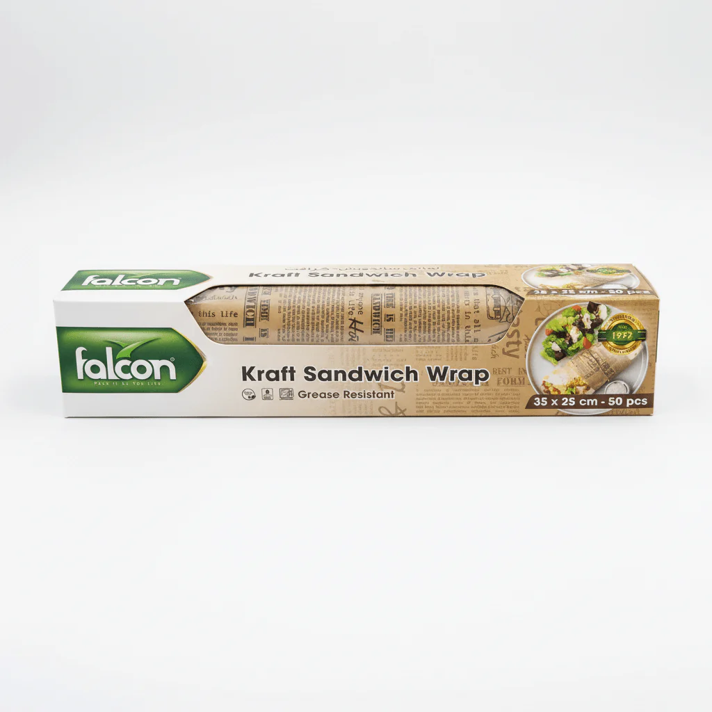 Falcon 50pcs Grease Resistant Kraft Sandwich Wrap 35cm*25cm