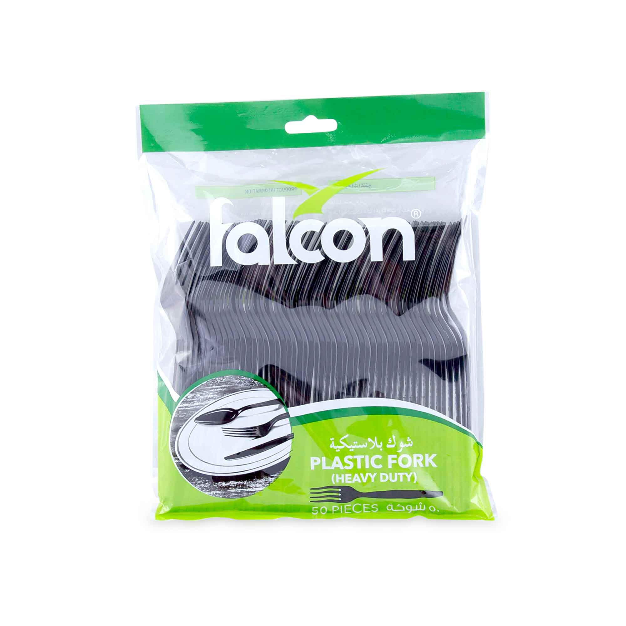 FALCON 50pcs Heavy Duty Disposable Plastic Fork 18cm, Black - Image 2