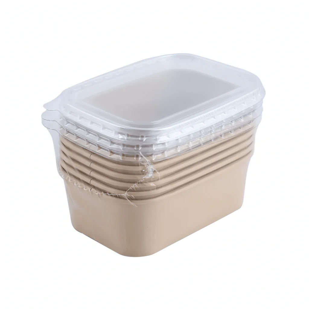 Falcon 6pcs Kraft Rectangular Salad Bowl with Lid 1000ml