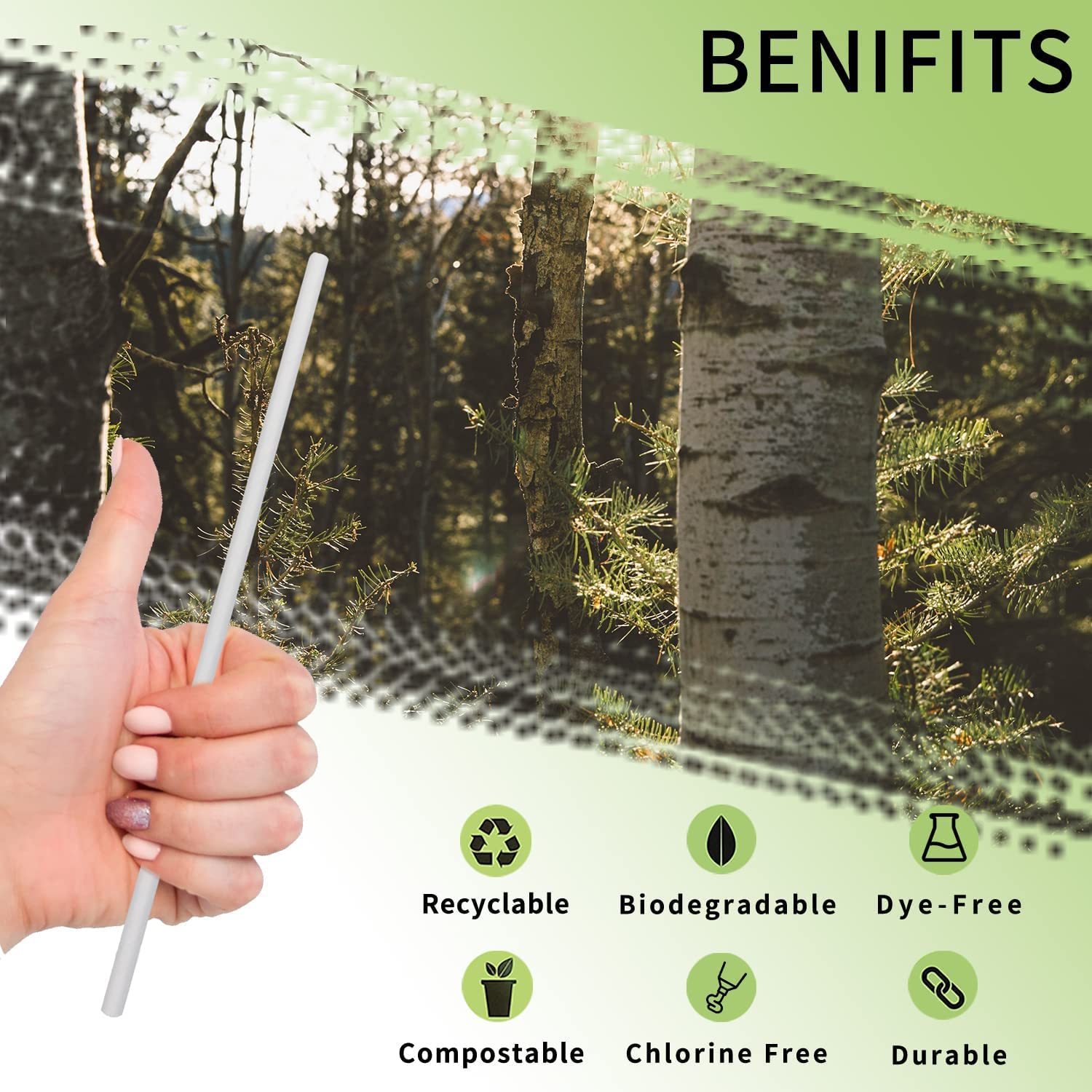 Falcon 8mm Paper Drinking Straws 50pcs – Classic White - Image 2