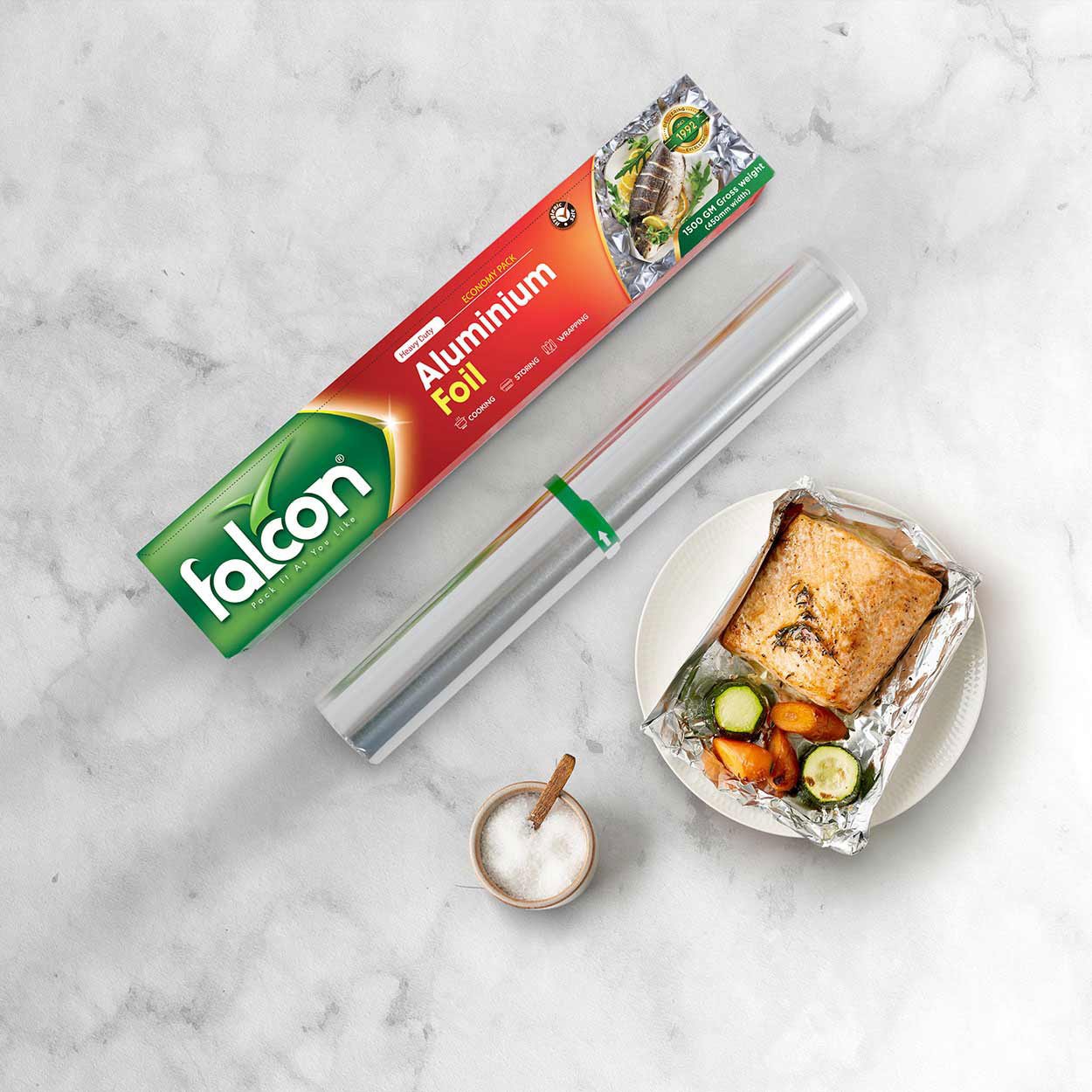 Falcon Heavy Duty Aluminium Foil 450mm Width, 1500g Gross Weight, Cooking-Storing-Wrapping, Economy Pack - Image 3