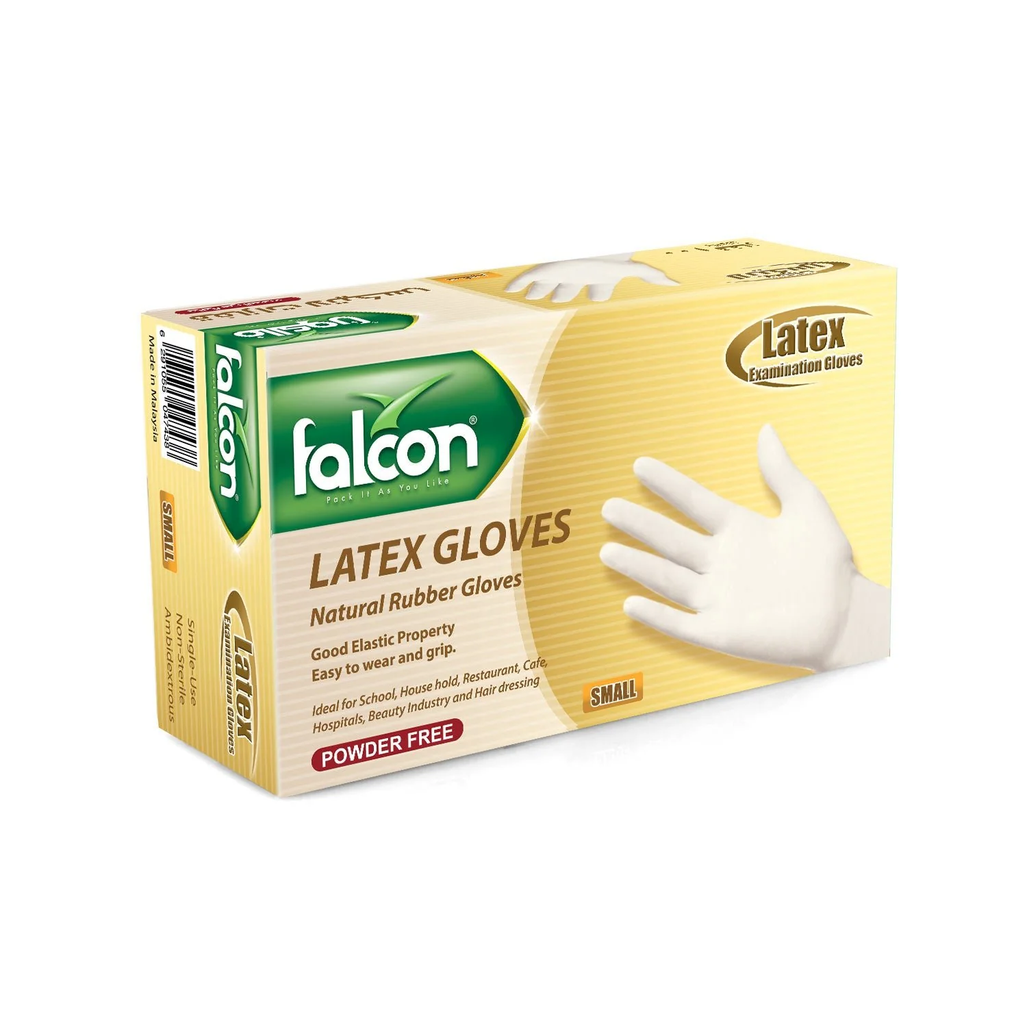 Falcon Powder Free Latex Gloves, Single Use- Non Sterile-Ambidextrous, 100 Gloves by Weight, Small - Image 2