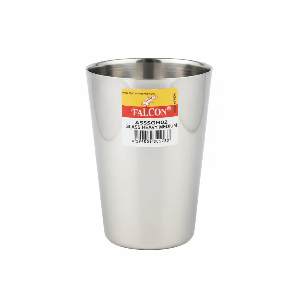 Falcon Stainless Steel Unbreakable Glass, Suitable for Water, Milk, Juice, Tea-350ml