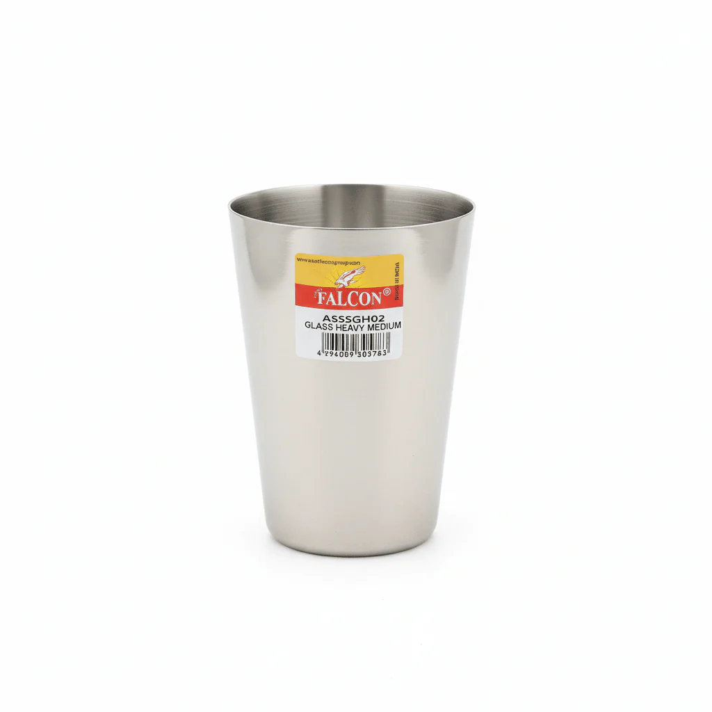 Falcon Stainless Steel Fancy Glass Unbreakable for Water, Milk, Juice, Tea-400ml
