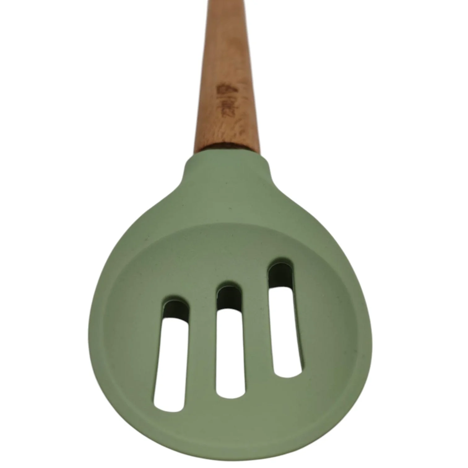 Falez Silicone Slotted Spoon with Wooden Handle, Heat-Resistant, Non-Scratch Cooking Utensil for Stirring, Scooping, Mixing, and Serving, Durable and Versatile Kitchen-30cmX7cm-Green - Image 3