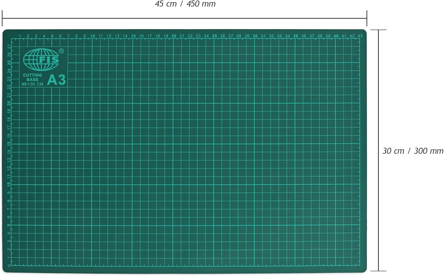 FIS Cutting Mat A3 | 45×30 cm | Self-Healing with Grid & Measuring Lines – FSCUA3N - Image 2