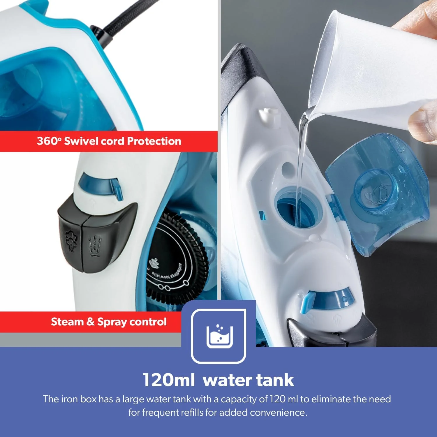 Geepas 1600W Multifunctional Steam Iron for Crisp Ironed Clothes – Non-Stick Soleplate, Wet/Dry Function & with Temperature Control - Image 6