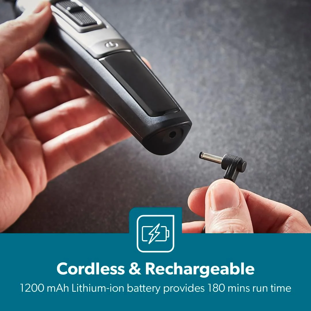 Geepas 11-IN-1 Rechargeable Grooming Set- GTR8300| With 6 Interchangeable Heads and 4 Comb Attachments| Includes a Charging Stand| Prefect for Home and Professional Styling| Black - Image 5