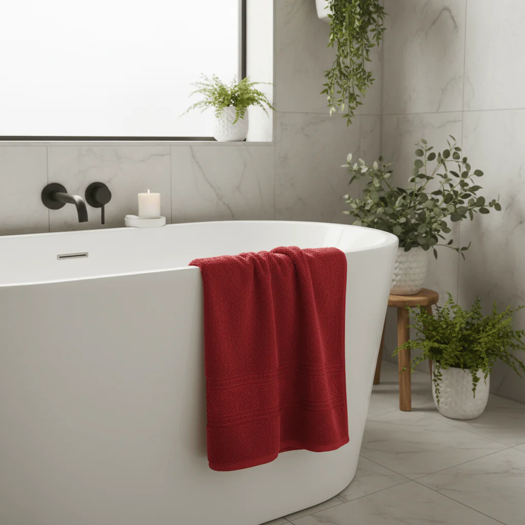 Fieldcrest Cotton Hand Towel – Red | 50×100cm - Image 2