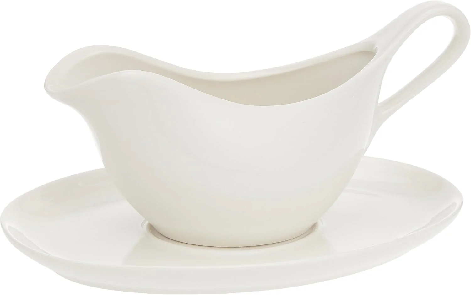 Symphony Premium White Porcelain Gravy Boat & Tray – 325 ml