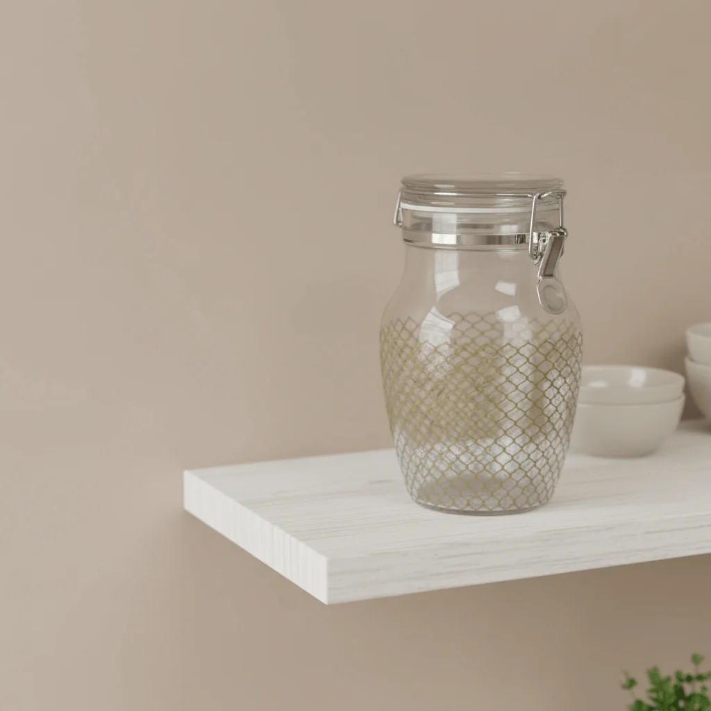 Finili Premium Airtight Acrylic Clip-Lock Storage Canister – Transparent Body with Elegant Golden Design, 14 × 22 cm - Image 2