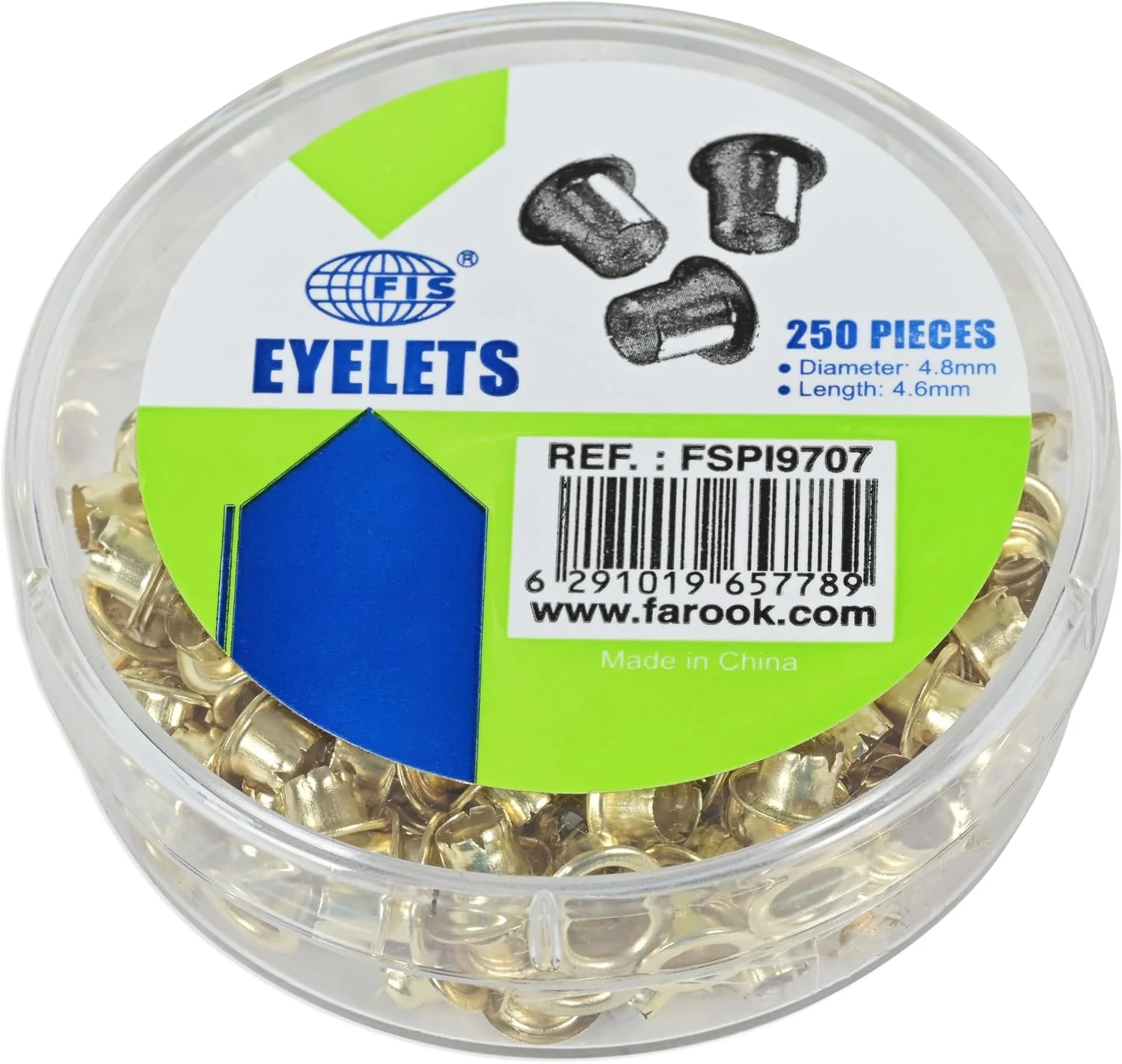 FIS Eyelets Size 4.8Mm Diameter 4.6Mm Length Box Of 250Pcs Gold Color-FSPI9707 - Image 4