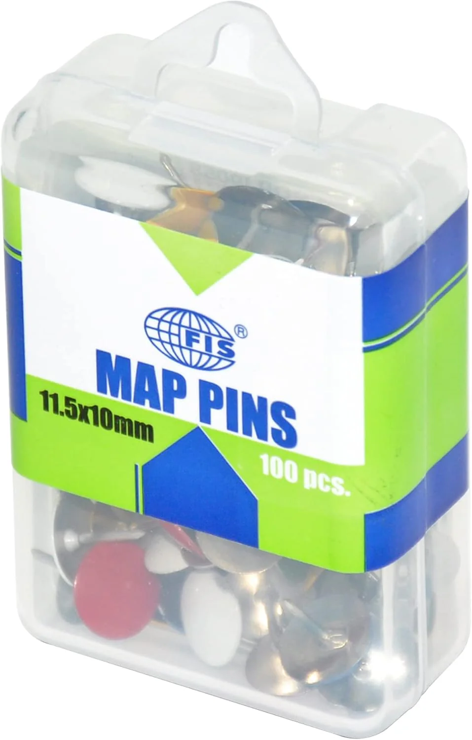 FIS FSDPJ9058 Color Thumb Tacks 100-Pieces, 11.5 mm x10 mm Size