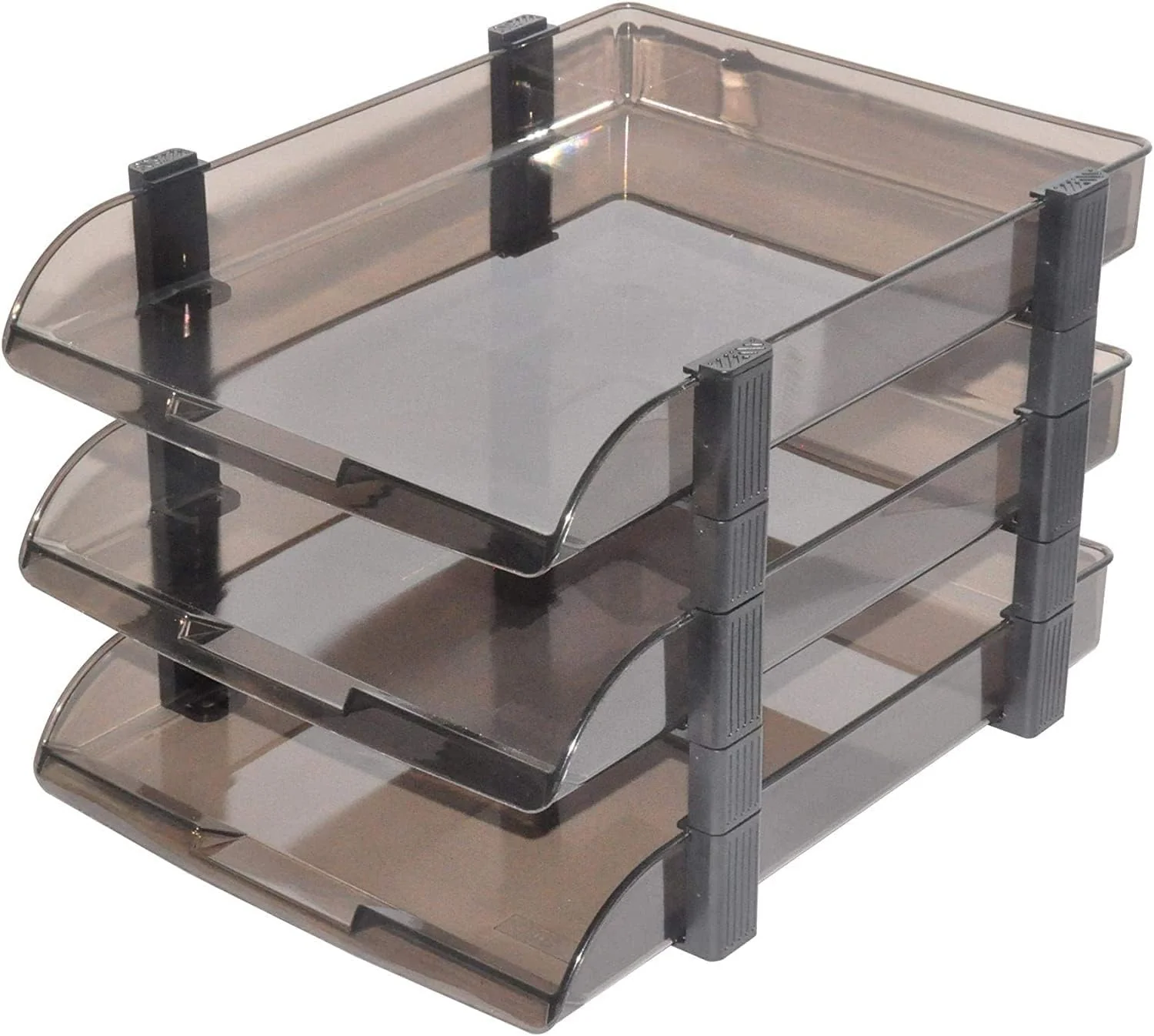 FIS FSOT-5033 Flexible Stacker File Tray – 3-Tier, Smoky 38*25*22 cm